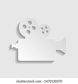 Retro video recording camera sign. Paper style icon. Illustration.