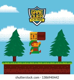 Retro videogame  arcade character card background