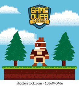 Retro videogame  arcade character card background