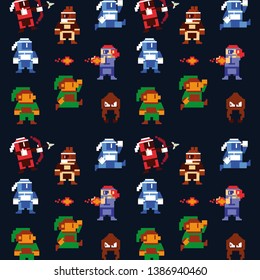 Retro videogame  arcade characters collection background