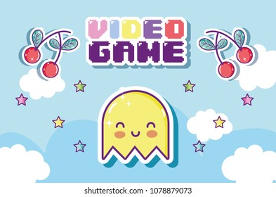 Retro videogame cartoons concept