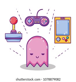 Retro videogame cartoons concept