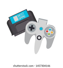 Retro videogame cassette and gamepad vector illustration graphic design