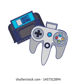 Retro videogame cassette and gamepad vector illustration graphic design