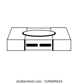 Retro videogame console in black and white