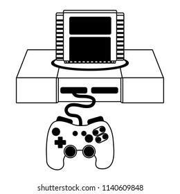 Retro videogame console in black and white