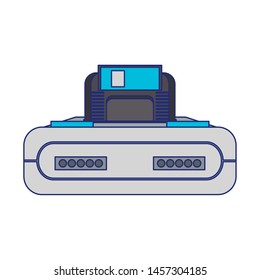 Retro videogame console with cassette vector illustration graphic design