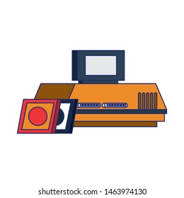 Retro videogame console with cassettes vector illustration graphic design