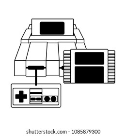 Retro videogame console on black and white