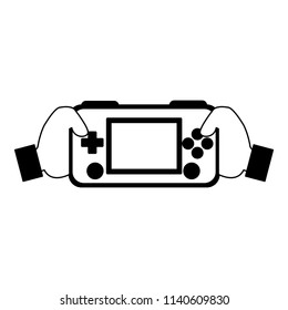 Retro videogame console portable in black and white