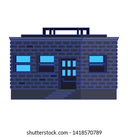 Retro videogame edifice pixelated cartoon isolated vector illustration graphic design