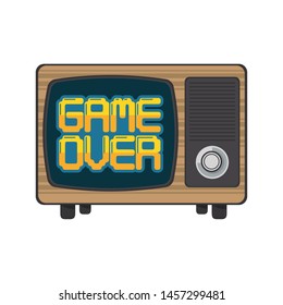 Retro videogame game over on tv screen vector illustration graphic design