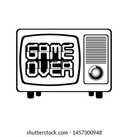 Retro videogame game over on tv screen vector illustration graphic design