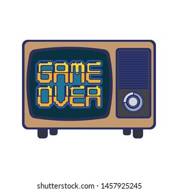 Retro videogame game over on tv screen vector illustration graphic design