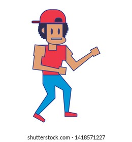 Retro videogame gangster pixelated cartoon vector illustration graphic design