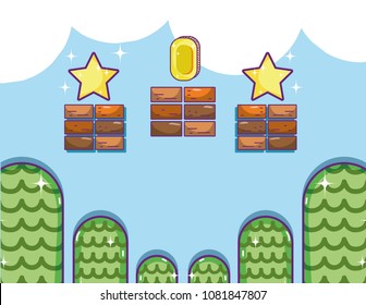 Retro videogame scenery