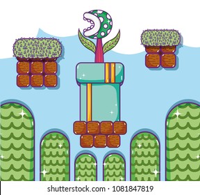 Retro videogame scenery