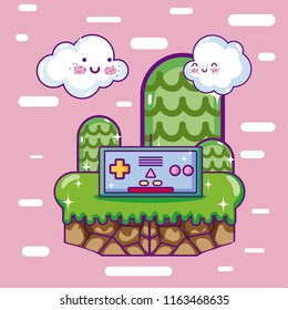 Retro videogame scenery cartoons