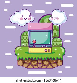 Retro videogame scenery cartoons