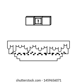 Retro videogame scenery with terrain isolated vector illustration graphic design