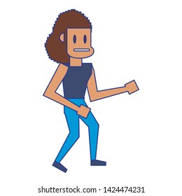 Retro videogame woman character pixelated cartoon vector illustration graphic design