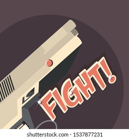 retro videogames design with flash gun over brown background, colorful design. vector illustration