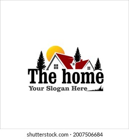 retro village logo for real estate service and farm