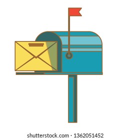 Retro vinatge styed mail box. Flat Style Vector Illustration . UI UX Design perfect for mail subscription.