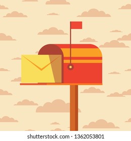 Retro vinatge styed mail box. Flat Style Vector Illustration . UI UX Design perfect for mail subscription.