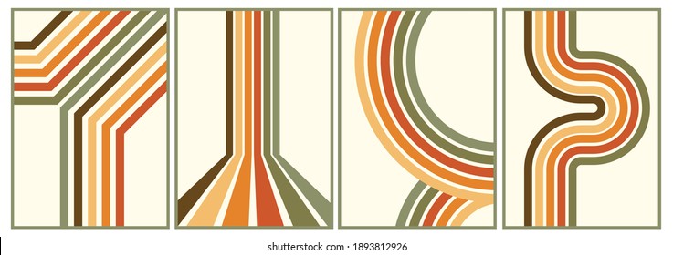 retro vintage 70s style stripes background poster lines. shapes vector design graphic 1970s retro background. abstract stylish 70s era line frame illustration - Shutterstock ID 1893812926