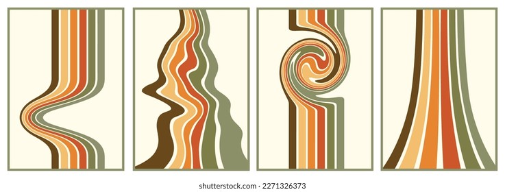 retro vintage 70s style stripes background poster lines. shapes vector design graphic 1970s retro background. abstract stylish 70s era line frame illustration