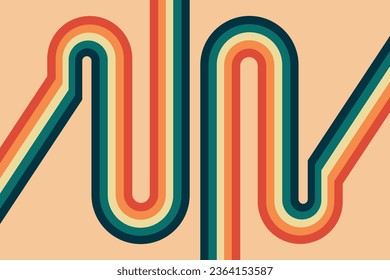 retro vintage 70s style stripes background poster lines. shapes vector design graphic 1970s retro background. abstract stylish 70s era line frame illustration