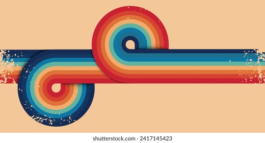 retro vintage 70s style stripes background poster lines. shapes vector design graphic 1970s retro background. abstract stylish 70s era line frame illustration