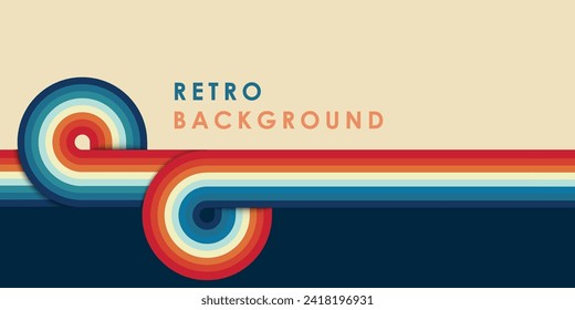 Retro vintage 70s style stripes background poster lines. shapes vector design graphic 1970s retro background. abstract stylish 70s era line frame illustration	
