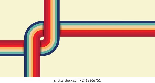 Retro vintage 70s style stripes background poster lines. shapes vector design graphic 1970s retro background. abstract stylish 70s era line frame illustration