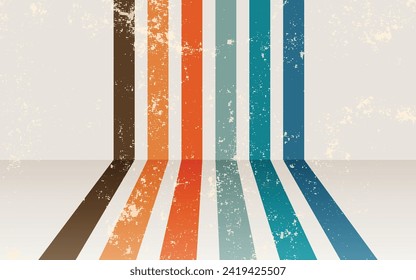 Retro vintage 70s style stripes background poster lines. shapes vector design graphic 1970s retro background. abstract stylish 70s era line frame illustration