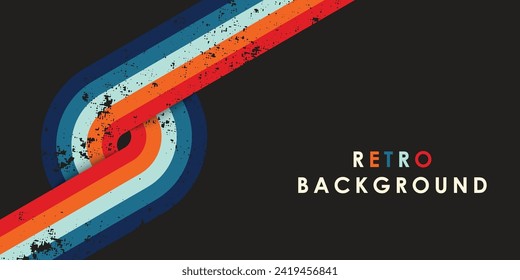 Retro vintage 70s style stripes background poster lines. shapes vector design graphic 1970s retro background. abstract stylish 70s era line frame illustration