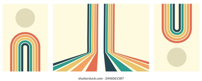 retro vintage 70s style stripes background poster lines. shapes vector design graphic 1970s retro background. abstract stylish 70s era line frame illustration