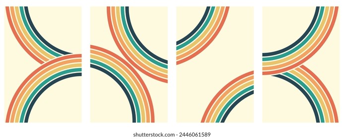 retro vintage 70s style stripes background poster lines. shapes vector design graphic 1970s retro background. abstract stylish 70s era line frame illustration