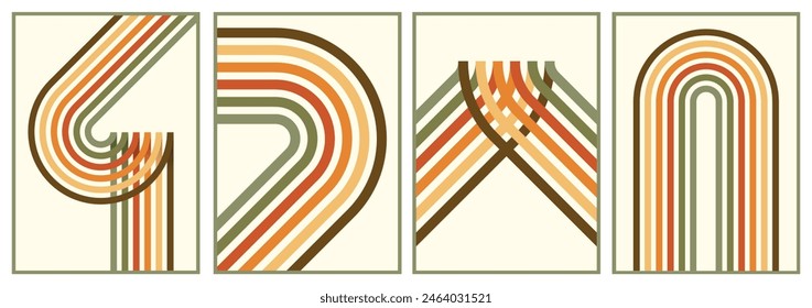 retro vintage 70s style stripes background poster lines. shapes vector design graphic 1970s retro background. abstract stylish 70s era line frame illustration