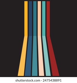  Retro vintage 70s style stripes background poster lines vector illustration. colorful stripes banner abstract stylish .