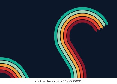 retro vintage 70s style stripes background poster lines. shapes vector design graphic 1970s retro background. abstract stylish 70s era line frame illustration
