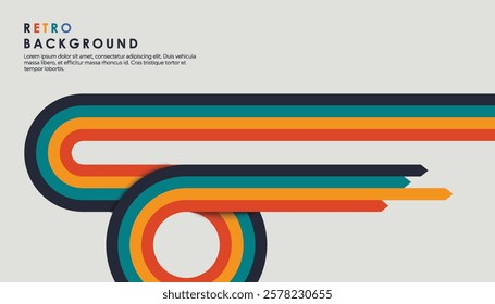 Retro vintage 70s style stripes background poster lines. shapes vector design graphic 1970s retro background. abstract stylish 70s era line frame illustration	