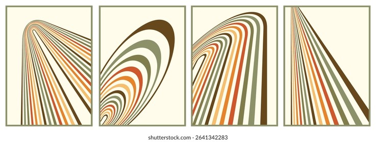 retro vintage 70s style stripes background poster lines. shapes vector design graphic 1970s retro background. abstract stylish 70s era line frame illustration