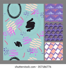 Retro vintage 80 Memphis style of fashion illustration. Seamless pattern vector illustration background.