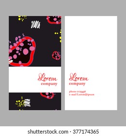 Retro vintage 80 Memphis style of fashion business card illustration. Seamless pattern vector illustration background.