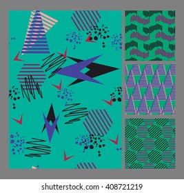 Retro vintage 80 Memphis style of fashion illustration. Seamless pattern vector illustration 