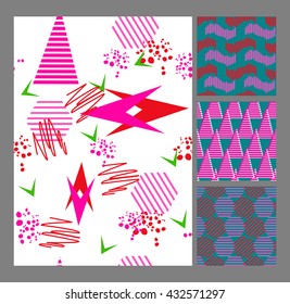 Retro vintage 80 Memphis style of fashion illustration. Seamless pattern vector illustration 