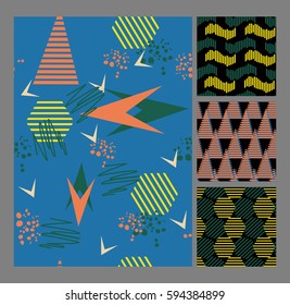 Retro vintage 80 Memphis style of fashion illustration. Seamless pattern vector illustration 