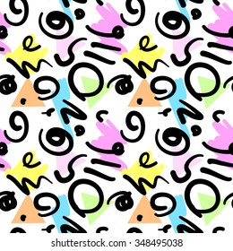 Retro vintage 80s  or 90s fashion style abstract seamless pattern background. Good for textile fabric design, wrapping paper and website wallpapers. Vector illustration.